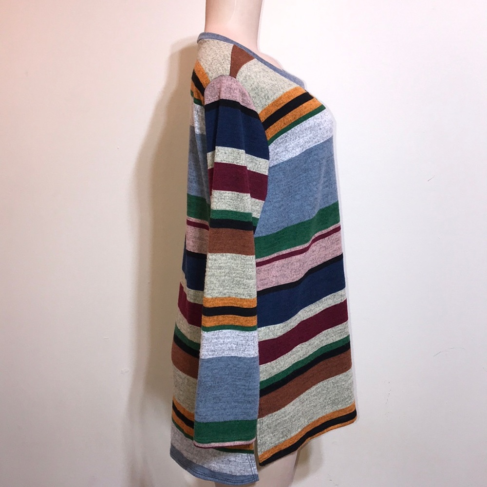 Bombom Fuzzy Soft Striped Color Block Long Sweater - image 6